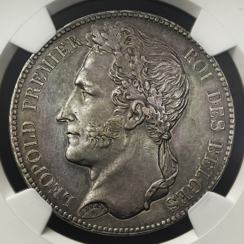 BELGIUM ベ儿ギー Kingdom 王国 5Francs 1833 NGC-AU Details“Edge Filing“ 縁小伤 -EF