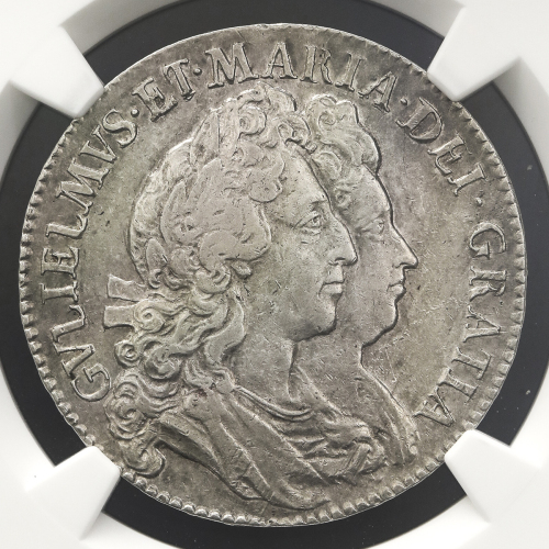 GREAT BRITAIN William&Mary ウィリアム&メアリー(1688~94) 1/2Crown 1692 NGC-XF45 VF~EF