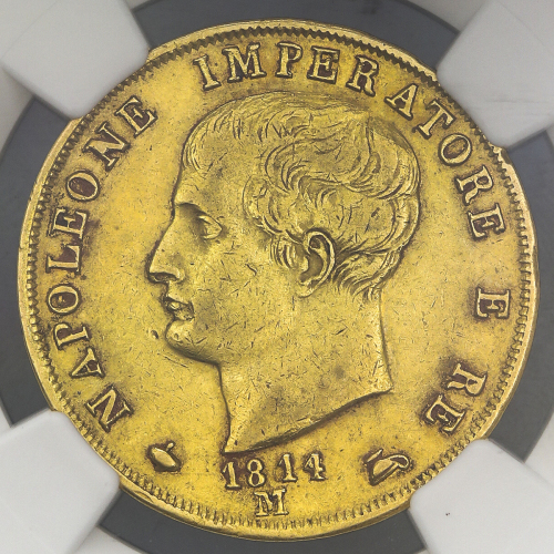 ITALY Kingdom of Napoleon ナポレオン王国 40Lire 1814/04M NGC-AU50 VF~EF