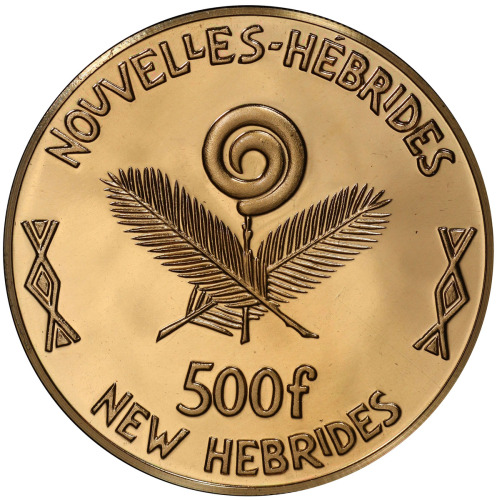 World Coins - Australia & Pacific，NEW HEBRIDES: New Hebrides Condominium, 500 francs, 1979, KM-Pn1, 