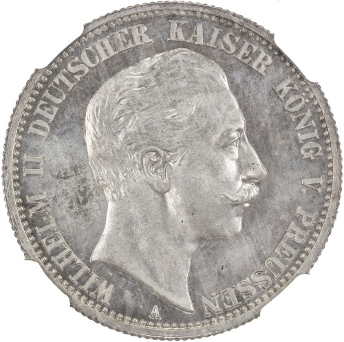 World Coins - Europe，PRUSSIA: Wilhelm II, 1888-1918, AR 2 mark, 1908-A, KM-522, NGC graded Proof 64.