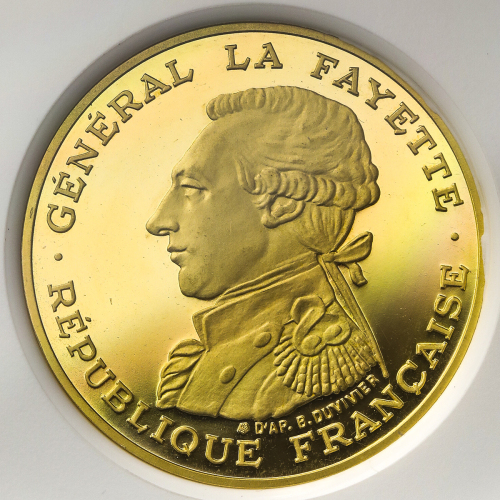 FRANCE 5th Rep 第五共和政(1958~) Piefort 100Francs in Gold  1987 NGC-PF68 Ultra Cameo Proof