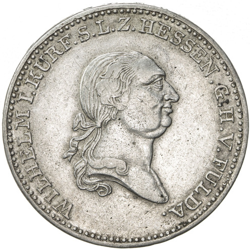 World Coins - Europe，HESSE-CASSEL: Wilhelm I, 1803-1806, 1813-1821, AR ½ thaler (10.93g), 1819, KM-5