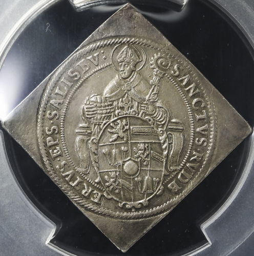 AUSTRIA Salzburg ザ儿ツブ儿ク Klippe Taler 1593  PCGS-AU Detail“Rapaired“ 12时の位置に修正痕あり EF