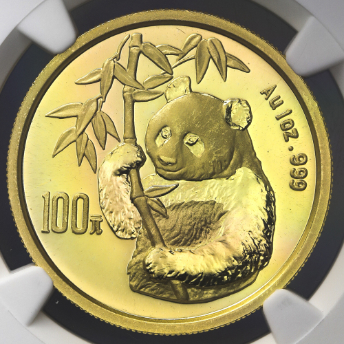 1995年熊猫纪念金币1盎司戏竹 NGC MS 68