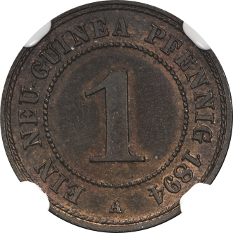 GERMAN NEW-GUINEA ドイツ领ニューギニア Pfennig 1894A  NGC-MS63BN UNC
