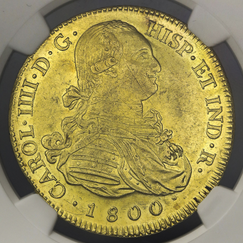 COLOMBIA コロンビア 8Escudos 1800JF NGC-AU58 EF+