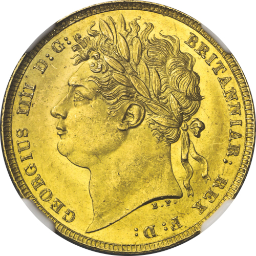 GREAT BRITAIN George IV ジョージ4世(1820~30) Sovereign 1822 NGC-MS64 UNC+