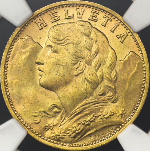 SWITZERLAND Confederation スイス连邦 20Francs 1935LB NGC-MS66 -FDC