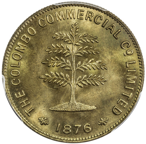 World Coins - Asia & Middle-East，CEYLON: AE token, 1876, Pridmore-22, Slave Island Mills, Colombo Co