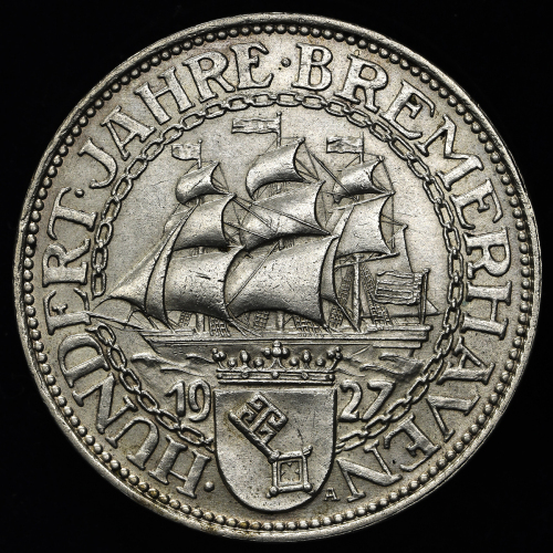 GERMANY Weimar Rep ワイマー儿共和国 5Reichsmark 1927A EF