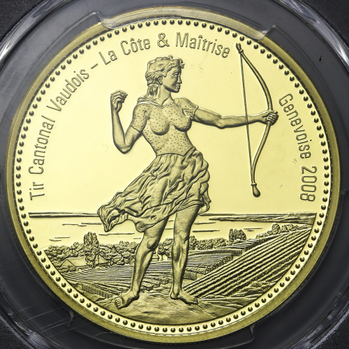 SWITZERLAND Shooting Festival 射击节 50Francs in Gold 2008 PCGS-PR69 DCAM Proof