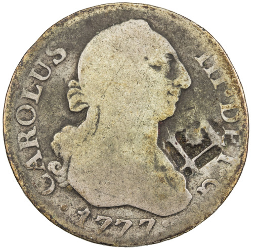 World Coins - The Americas，CUBA: AR 2 reales (5.19g), ND [1841], KM-—, lattice countermark with star