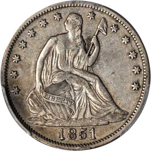 1851 Liberty Seated Half Dollar. WB-6. Rarity-4. EF-40 (PCGS).