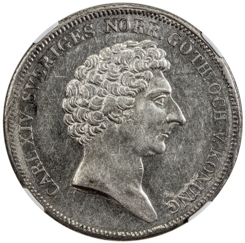 World Coins - Europe，SWEDEN: Carl XIV Johan, 1818-1844, AR ½ riksdaler, 1839, KM-432, Cr-149, initia
