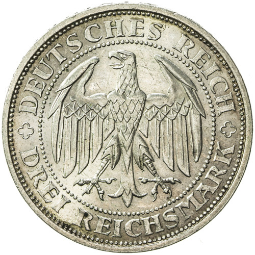 World Coins - Europe，GERMANY: AR 3 reichsmark, 1929-E, KM-65, Weimar Republic issue, 1000th Annivers