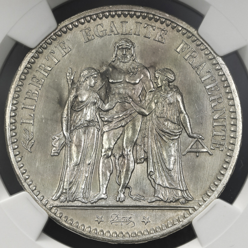 FRANCE 3rd Rep 第三共和政(1870~1940) 5Francs 1871A NGC-UNC Details“Cleaned“ 洗浄 AU