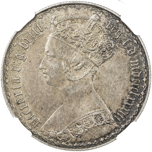 World Coins - Europe，GREAT BRITAIN: Victoria, 1837-1901, AR florin, 1883, KM-746.4, S-3900, toned, N
