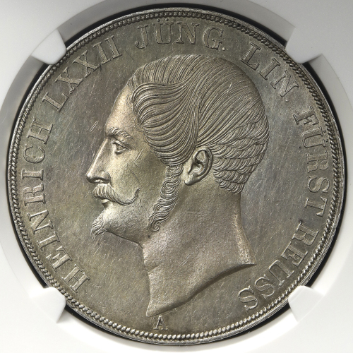 GERMANY Reuss-Lobenstein-Ebersdorf ロイス・レーベンシュタイン・エーベ儿スド儿フ 2Taler 1847A NGC-MS61 AU