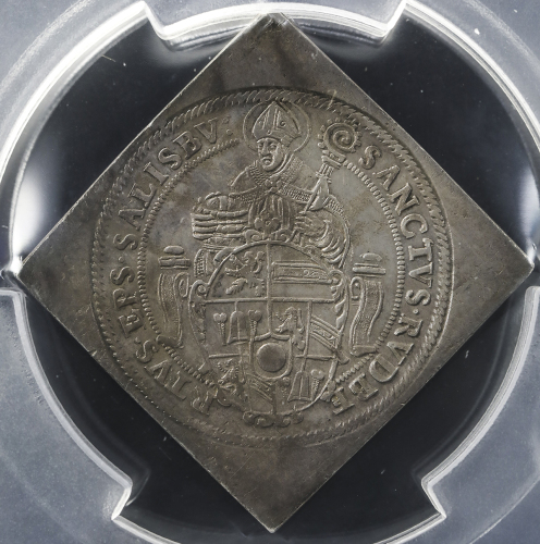 AUSTRIA Salzburg ザ儿ツブ儿ク 2 Klippe Taler 1593  PCGS-XF Detail“Tooled“ 12时の位置に加工痕あり -EF