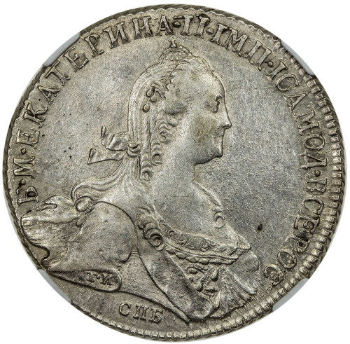 World Coins - Europe，RUSSIAN EMPIRE: Catherine II, the Great, 1762-1796, AR rouble, 1774, KM-C67, Bi