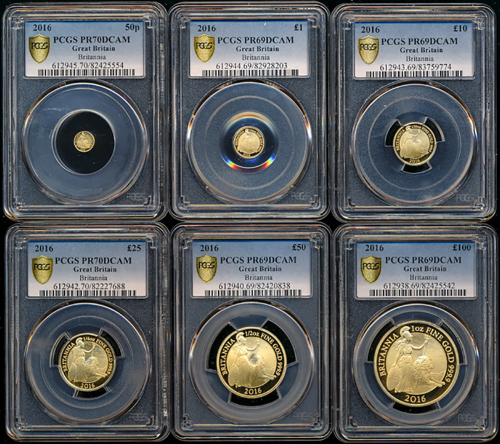 GREAT BRITAIN Elizabeth II エリザベス2世(1952~) Britannia Proof Set in Gold 2016  100Pounds:PCGS-PR69DCAM,