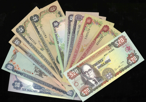 JAMAICA ジャマイカ Paper Money 纸币 50C(×2)、1D(×3)、2D(×3)、5D(×1)、10D(×2)、20D(×1) 1977~95 返品不可 要下见 Sold as i