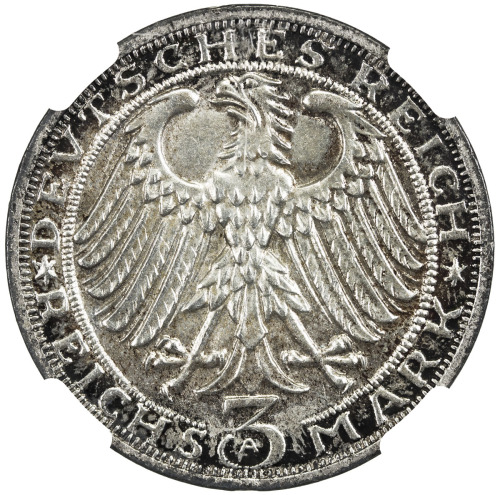 World Coins - Europe，GERMANY: AR 3 mark, 1928-A, KM-57, 900th Anniversary of the founding of the Nau