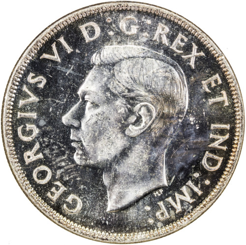 World Coins - The Americas，CANADA: George VI, 1936-1952, AR dollar, 1945, KM-37, scarce date, only 3