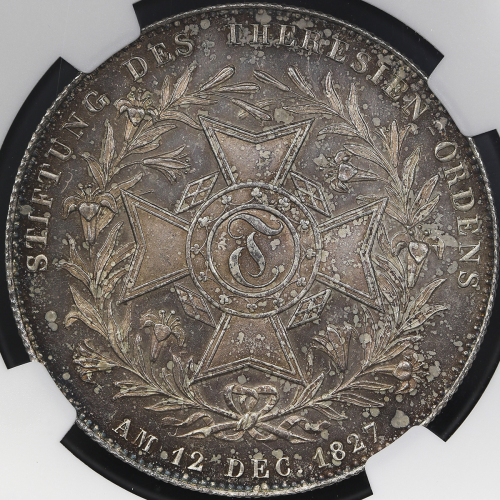 GERMANY Bavaria バイエ儿ン Taler 1827 NGC-MS63 前所有者はプ儿ーフ之して购入 Proof? UNC+