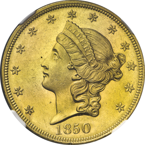 USA アメリカ合众国 20Dollars 1850  NGC-AU58 EF+