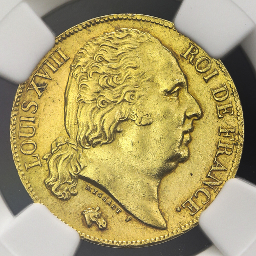 FRANCE Louis XVIII 儿イ18世(1814~24) 20Francs 1819A NGC-AU58 EF+