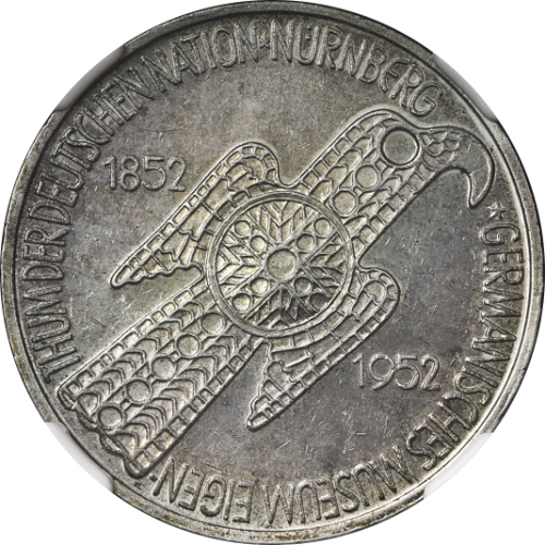 GERMANY Federal Rep 西ドイツ 5Mark 1952D NGC-MS61 AU