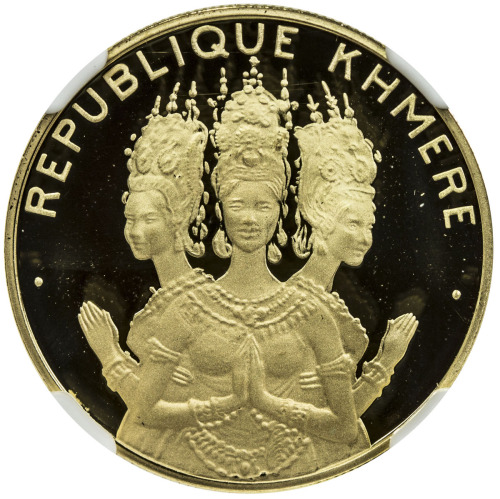 World Coins - Asia & Middle-East，CAMBODIA: Khmer Republic AV 50,000 riels, 1974, KM-64, Schön-27, Ca