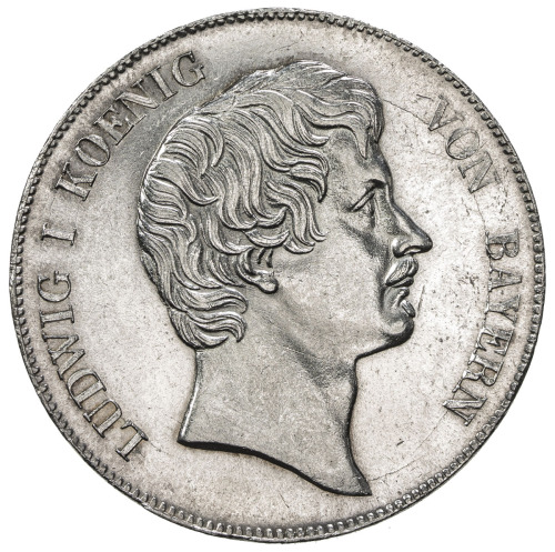 World Coins - Europe，BAVARIA: Ludwig I, 1825-1848, AR kronenthaler, 1836, KM-751, Dav-565, LUDWIG KO