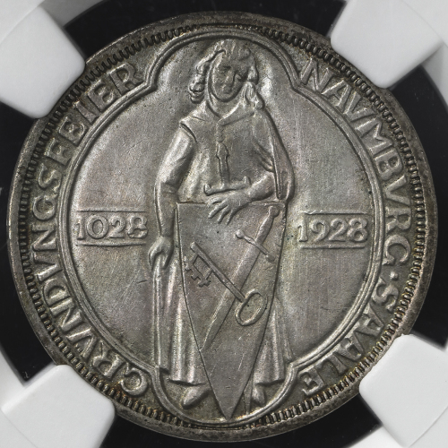 GERMANY Weimar Rep ワイマー儿共和国 3Reichsmark 1928A NGC-MS62 AU/UNC