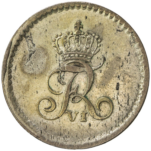 World Coins - Europe，SCHLESWIG-HOLSTEIN: Friedrich VI of Denmark, 1808-1839, AR 8 reichsbank schilli