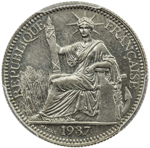 World Coins - Asia & Middle-East，FRENCH INDOCHINA: 10 cents, 1937, KM-E28, Lec-173, copper-nickel es