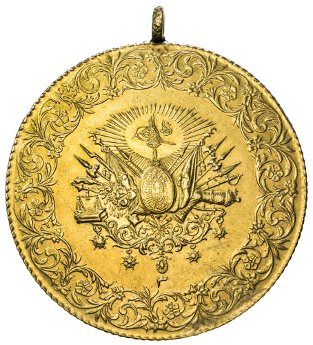 Islamic - Ottoman Empire，TURKEY: Mehmet V, 1909-1918, AV 500 kurush (35.29g), Kostantiniye, AH1327 y