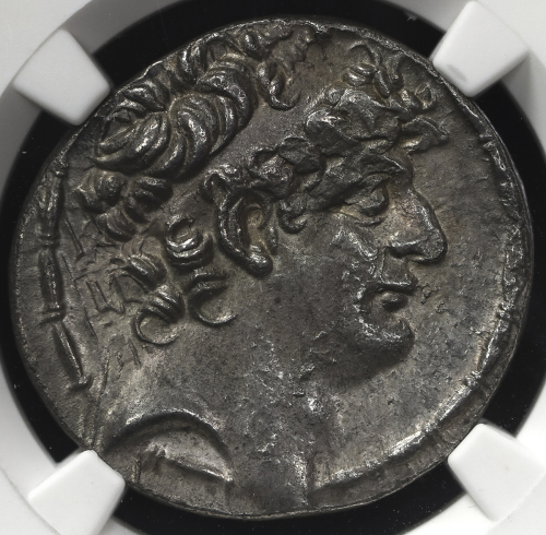 Seleucid Kingdom セレウコス朝 シリア AR Tetradrachm Philip Iフィリッポス1世フィラデ儿フォス 95~75BC NGC-AU“bent“ 歪み EF