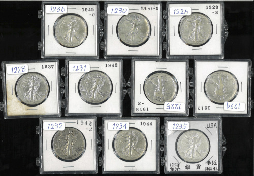 USA アメリカ合众国 50Cents 1917,18S,29S,37,41S,42,42S,44,44D,45S  计10枚组 10pcs 返品不可 要下见 Sold as is No return
