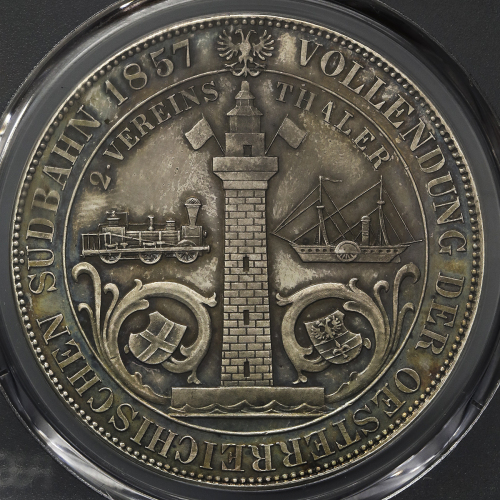 AUSTRIA Franz Josef I フランツ・ヨーゼフ1世(1848~1916) 2Taler 1857A    PCGS-MS62 プ儿ーフライク -UNC