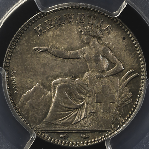 SWITZERLAND Confederation スイス连邦 Franc 1851A PCGS-MS64 トーン UNC+