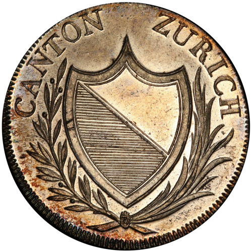 World Coins - Europe，ZÜRICH: AR 8 batzen, 1810, KM-184, Cantonal arms within sprays, Bruckmann mintm