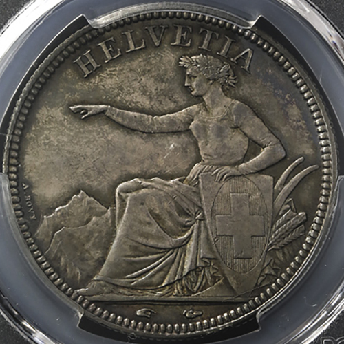 SWITZERLAND Confederation スイス连邦 5Francs 1851A PCGS-MS64 トーン UNC+