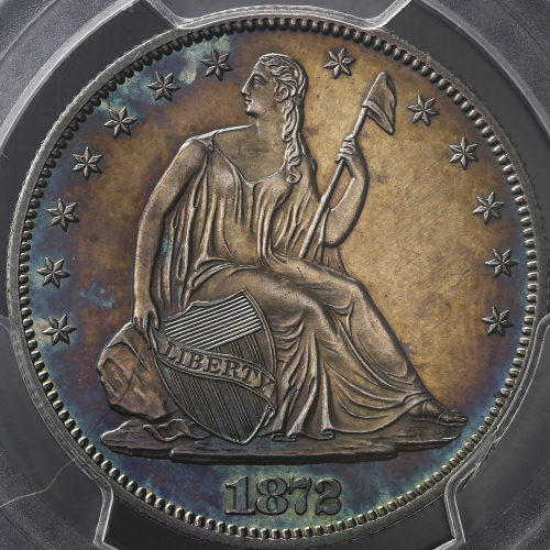 USA アメリカ合众国 50Cents 1872  PCGS-PR Genuine UNC Details“Altered Surf.“ 污れを取るために加工した迹ある以外 Proof -UNC