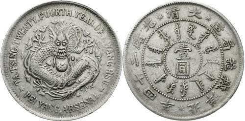 北洋造光绪24年壹圆 极美