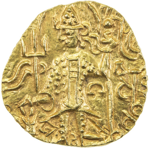 India - Ancient，KUSHAN: Vasu Deva II, ca. 290-310, AV dinar (7.84g), Mitch-3546, king standing, Brah