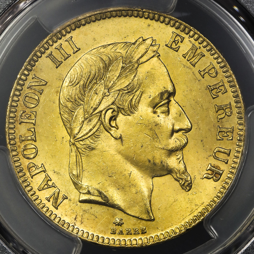 FRANCE Napoleon III ナポレオン3世(1852~70) 100Francs 1869A PCGS-MS63 UNC