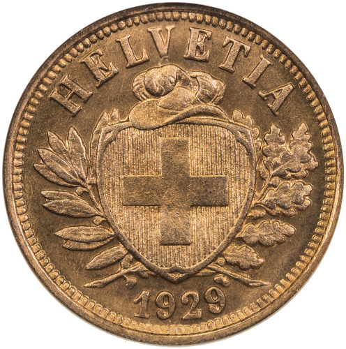 World Coins - Europe，SWITZERLAND: AE 2 rappen, 1929-B, KM-4.2, wonderful full red surfaces, NGC grad